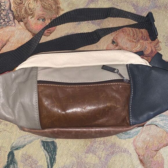Vintage Leather Color Block Fanny Pack Waist Bag - Picture 12 of 13